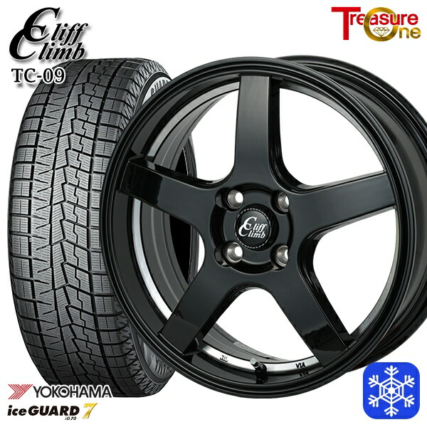 165/55R14 モコ ルークス 数量限定 2022年製 ヨコハマ アイスガード7 IG70 トレジャーワン クリフクライム TC09 BK 14インチ 4.5J 4H100 送料無料 冬タイヤホイール4本セット
