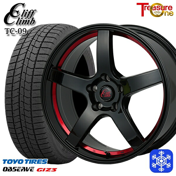 225/50R18 スバルXV 2024～2025年製 トーヨー オブザーブ ギズ3 トレジャーワン クリフクライム TC09 RED 18インチ 7.0J 5H100 送料無料 冬タイヤホイール4本セット