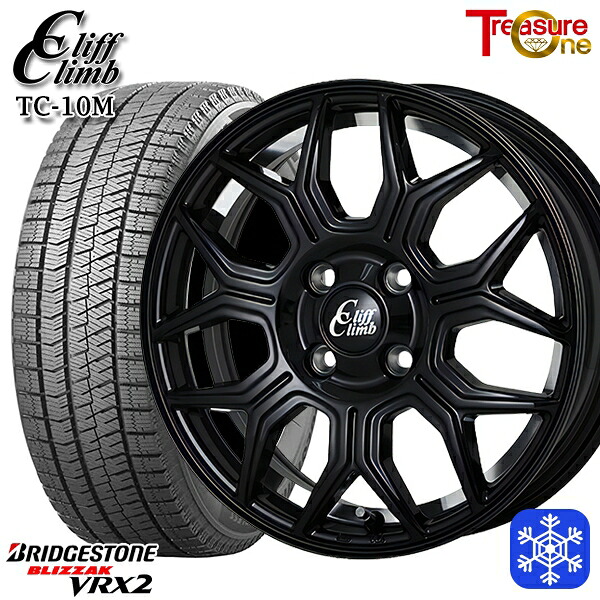 185/60R15 ヤリス ヴィッツ 2024年製 ブリヂストン ブリザック VRX2 トレジャーワン クリフクライム TC10M BK 15インチ 5.5J 4H100 スタッドレスタイヤホイール4本セット｜格安タイヤホイールジャストパーツ