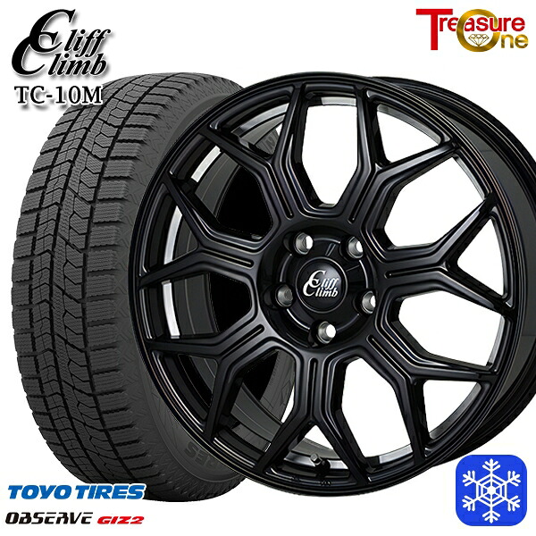 215/45R18 キックス マツダ3 2025年製 トーヨー オブザーブ ギズ2 トレジャーワン クリフクライム TC10M BK 18インチ 7.0J 5H114.3 スタッドレスタイヤホイール4本セット｜格安タイヤホイールジャストパーツ