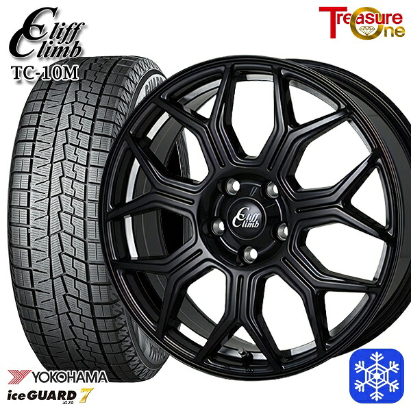 225/50R18 ヴェゼル エクストレイル 2024~2025年製 ヨコハマ アイスガード7 IG70 トレジャーワン クリフクライム TC10M BK 18インチ 8.0J 5H114.3 スタッドレスタイヤホイール4本セット|格安タイヤホイールジャストパーツ