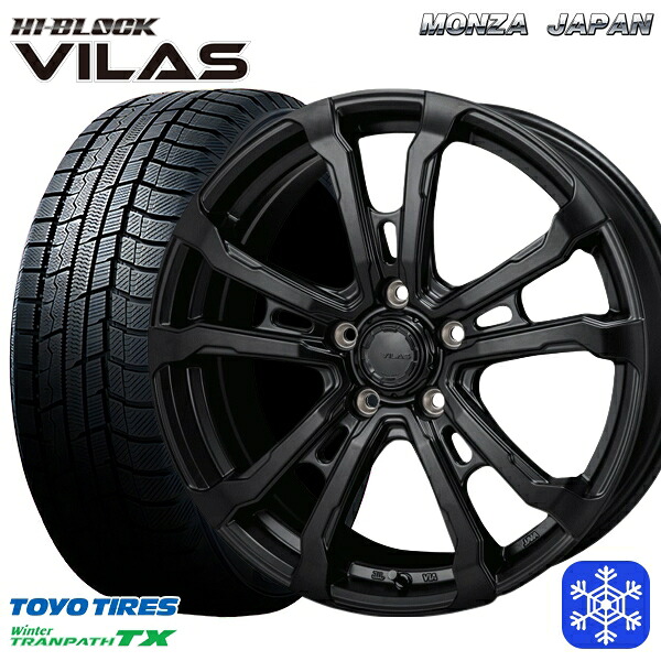 225/50R18 ヴェゼル エクストレイル 2025年製 トーヨー ウィンター トランパス TX MONZA ハイブロック ヴィラス サテンブラック 18インチ 7.5J 5H114.3 スタッドレスタイヤホイール4本セット|格安タイヤホイールジャストパーツ