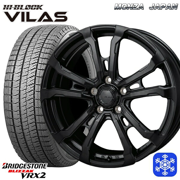 215/50R17 マツダ3 セレナ 2023～2024年製 ブリヂストン ブリザック VRX2 MONZA ハイブロック ヴィラス サテンブラック 17インチ 7.0J 5H114.3 送料無料 冬タイヤホイール4本セット