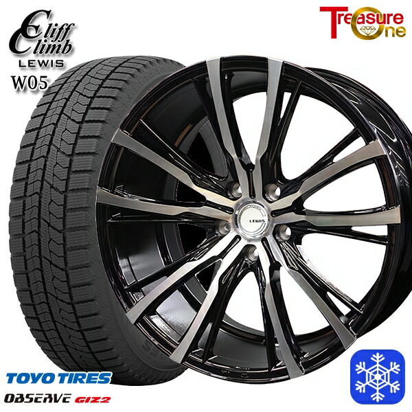 225/55R19 ハリアー CX5 CX8 2024～2025年製 トーヨー オブザーブ ギズ2 トレジャーワン ルイス W05 ブラックポリッシュ 19インチ 7.5J 5H114.3 送料無料 冬タイヤホイール4本セット