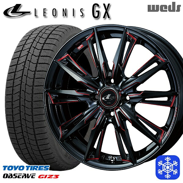 175/60R16 アクア クロスビー 2024~2025年製 トーヨー オブザーブ ギズ3 Weds ウェッズ レオニス GX BK/SC 16インチ 6.0J 4H100 スタッドレスタイヤホイール4本セット|格安タイヤホイールジャストパーツ