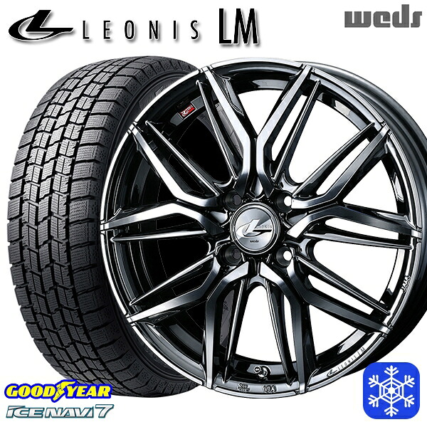 185/55R16 フィットシャトル 2024～2025年製 グッドイヤー アイスナビ7 NAVI7 Weds ウェッズ レオニス LM BMCMC 16インチ 6.0J 4H100 送料無料 冬タイヤホイール4本セット