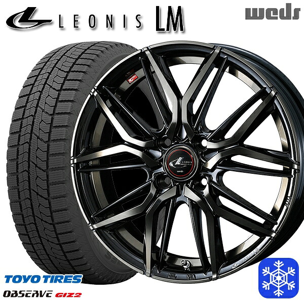 185/55R15 ノート マーチ デミオ 2021～2022年製 トーヨー オブザーブ ギズ2 Weds ウェッズ レオニス LM PBMC/TI 15インチ 5.5J 4H100 送料無料 冬タイヤホイール4本セット