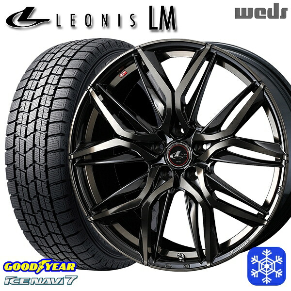 195/60R16 ウィッシュ イスト 2023~2024年製 グッドイヤー アイスナビ7 NAVI7 Weds ウェッズ レオニス LM PBMC/TI 16インチ 6.5J 5H100 スタッドレスタイヤホイール4本セット|格安タイヤホイールジャストパーツ