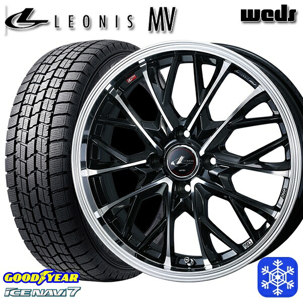 185/55R16 フィットシャトル 2024～2025年製 グッドイヤー アイスナビ7 NAVI7 Weds ウェッズ レオニス MV PBMC 16インチ 6.0J 4H100 送料無料 冬タイヤホイール4本セット