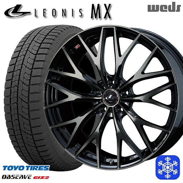 205/60R16 エスティマ マツダ3 2023~2024年製 トーヨー オブザーブ ギズ2 Weds ウェッズ レオニス MX PBMC/TI 16インチ 6.5J 5H114.3 スタッドレスタイヤホイール4本セット|格安タイヤホイールジャストパーツ