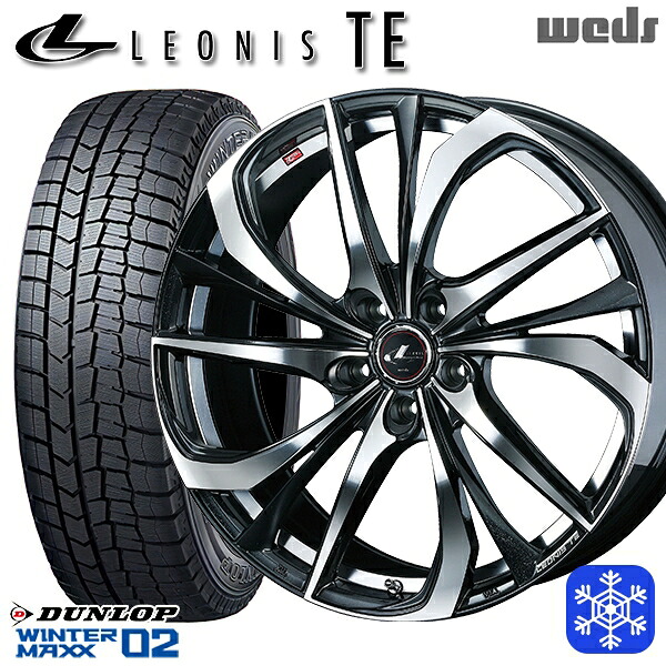 225/55R18 98T デリカD5 エクストレイル 2024～2025年製 ダンロップ ウィンターマックス WM02 ■ Weds ウェッズ レオニス TE PBMC 18インチ 8.0J 5H114.3 スタッドレスタイヤホイール4本セット｜格安タイヤホイールジャストパーツ