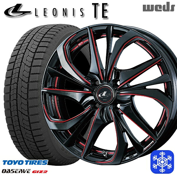 195/60R17 ライズ ロッキー 2023~2024年製 トーヨー オブザーブ ギズ2 Weds ウェッズ レオニス TE BK/SC 17インチ 6.5J 4H100 スタッドレスタイヤホイール4本セット|格安タイヤホイールジャストパーツ