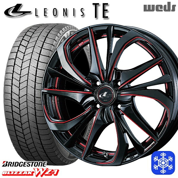 165/65R15 タフト ソリオ 2025~2026年製 ブリヂストン ブリザック WZ1 Weds ウェッズ レオニス TE BK/SC 15インチ 4.5J 4H100 スタッドレスタイヤホイール4本セット|格安タイヤホイールジャストパーツ
