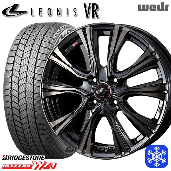 195/65R16 ライズ ロッキー 2025年製 ブリヂストン ブリザック WZ1 Weds ウェッズ レオニス VR PBMC/TI 16インチ 6.0J 4H100 送料無料 冬タイヤホイール4本セット