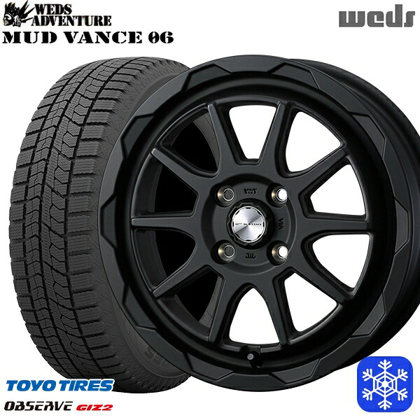 165/55R14 モコ ルークス 2022～2023年製 トーヨー オブザーブ ギズ2 Weds マッドヴァンス06 フルマットブラック 14インチ 4.5J 4H100 送料無料 冬タイヤホイール4本セット
