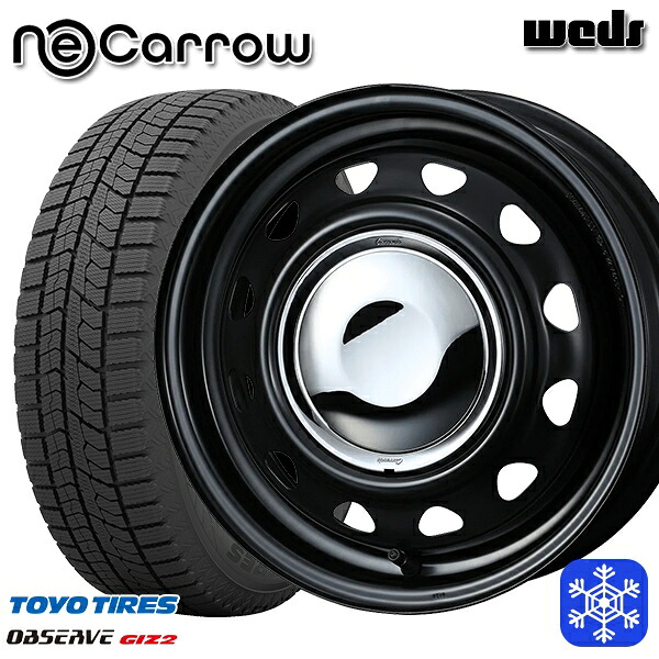 165/65R14 ハスラー ソリオ 数量限定 2022~2023年製 トーヨー オブザーブ ギズ2 Weds ウェッズ ネオキャロ セミマットブラック/クロームキャップ 14インチ 4.5J 4H100 スタッドレスタイヤホイール4本セット|格安タイヤホイールジャストパーツ