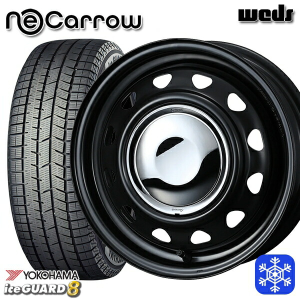 155/65R14 N-BOX タント 2025年製 ヨコハマ アイスガード8 IG80 Weds ウェッズ ネオキャロ セミマットブラック/クロームキャップ 14インチ 4.5J 4H100 送料無料 冬タイヤホイール4本セット
