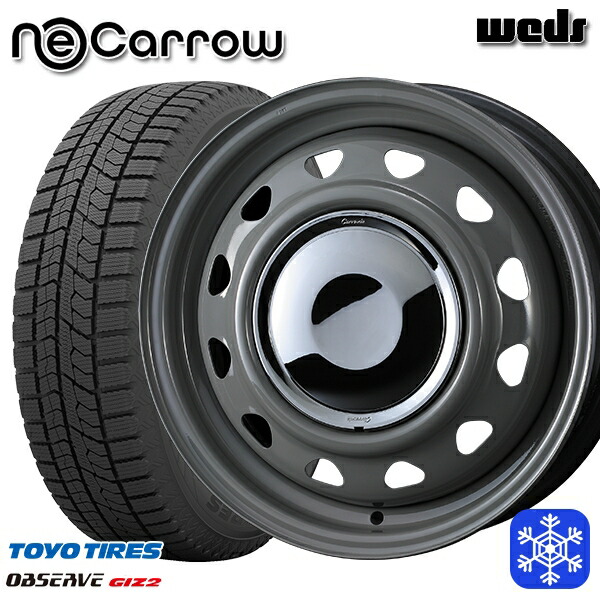 165/55R14 モコ ルークス 2022～2023年製 トーヨー オブザーブ ギズ2 Weds ウェッズ ネオキャロ グレー/クロームキャップ 14インチ 4.5J 4H100 送料無料 冬タイヤホイール4本セット
