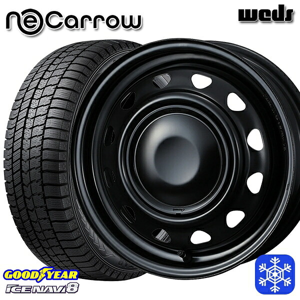 165/65R14 ハスラー ソリオ 2024～2025年製 グッドイヤー アイスナビ8 NAVI8 Weds ウェッズ ネオキャロ セミマットブラック/ブラックキャップ 14インチ 4.5J 4H100 送料無料 冬タイヤホイール4本セット