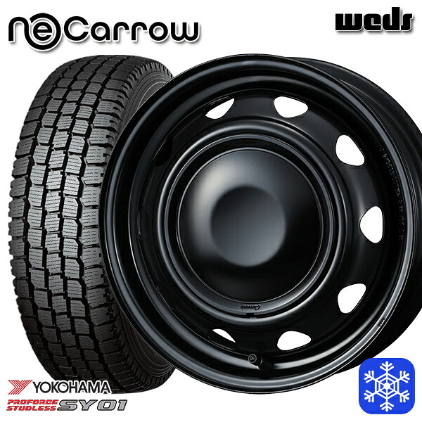 145/80R12 80/78N 2024～2025年製 ヨコハマ SY01 Weds ウェッズ ネオキャロ セミマットブラック/ブラックキャップ 12インチ 3.5J 4H100 +34 [スチールホイール] スタッドレスタイヤホイール4本セット｜格安タイヤホイールジャストパーツ