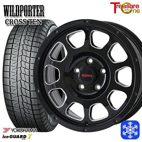 215/65R16 98Q アルファード ヴェルファイア 数量限定 2022年製 ヨコハマアイスガード7 IG70 トレジャーワン ワイルドポータークロステン BK/SM 16インチ 7.0J 5H114.3 送料無料 冬タイヤホイール4本セット