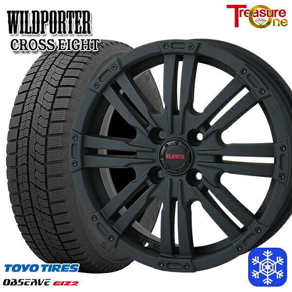 155/65R14 75Q 2023～2024年製 トーヨー オブザーブ ギズ2 トレジャーワン ワイルドポーター クロスエイト MBK 14インチ 4.5J 4H100 +45 スタッドレスタイヤホイール4本セット｜格安タイヤホイールジャストパーツ
