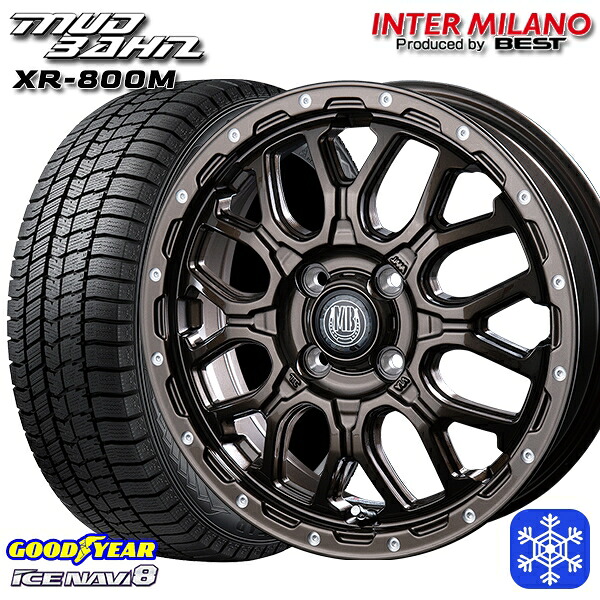 165/60R15 ハスラー ソリオ 2024～2025年製 グッドイヤー アイスナビ8 NAVI8 インターミラノ マッドバーン XR-800M GBR/PP 15インチ 4.5J 4H100 送料無料 冬タイヤホイール4本セット