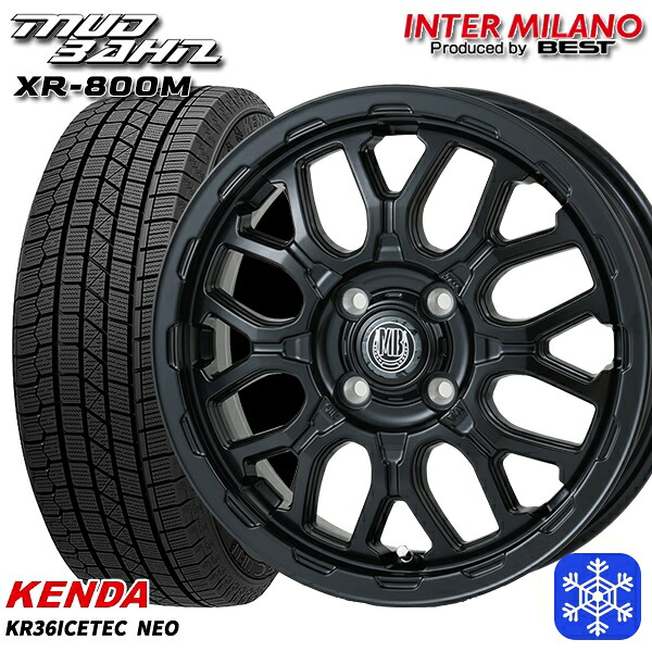 165/55R14 モコ ルークス 2025年製 ケンダ アイステックネオ KR36 インターミラノ マッドバーン XR-800M MBK 14インチ 4.5J 4H100 スタッドレスタイヤホイール4本セット｜格安タイヤホイールジャストパーツ