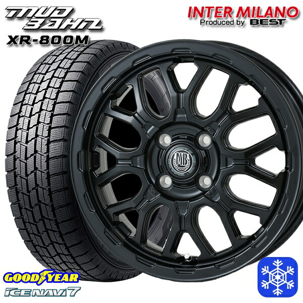 165/55R14 モコ ルークス 2024～2025年製 グッドイヤー アイスナビ7 NAVI7 インターミラノ マッドバーン XR-800M MBK 14インチ 4.5J 4H100 スタッドレスタイヤホイール4本セット｜格安タイヤホイールジャストパーツ