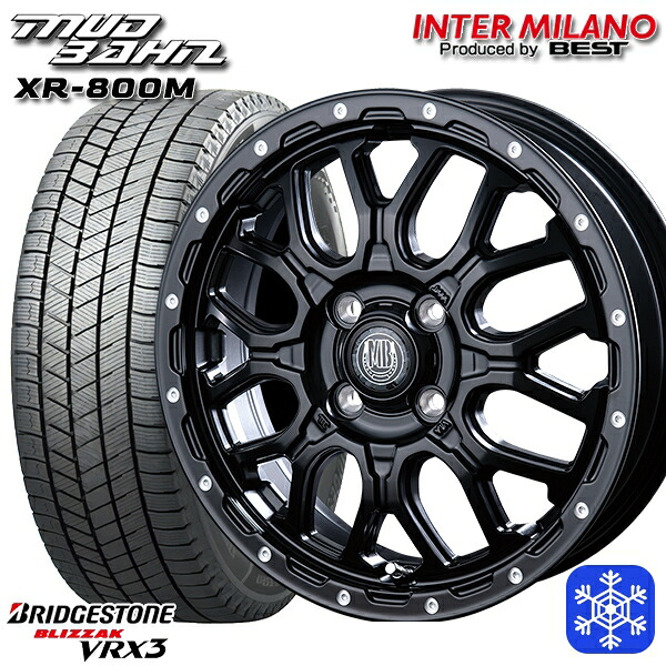 165/55R15 N-BOX タント 2024～2025年製 ブリヂストン ブリザック VRX3 インターミラノ マッドバーン XR-800M MBK/PP 15インチ 4.5J 4H100 スタッドレスタイヤホイール4本セット｜格安タイヤホイールジャストパーツ