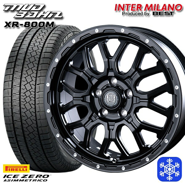 225/60R17 アルファード ヴェルファイア 2022～2023年製 ピレリ アイスゼロアシンメトリコ インターミラノ マッドバーン XR-800M MBK/PP 17インチ 7.0J 5H114.3 送料無料 冬タイヤホイール4本セット