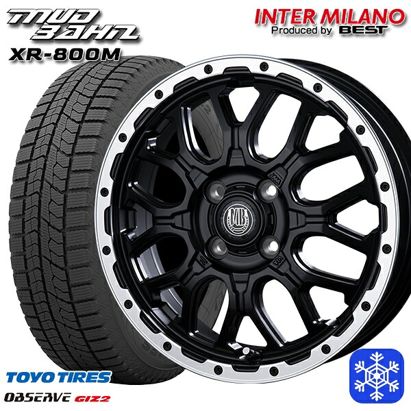 165/60R15 ハスラー ソリオ 2025年製 トーヨー オブザーブ ギズ2 インターミラノ マッドバーン XR-800M MBK/RP 15インチ 4.5J 4H100 送料無料 冬タイヤホイール4本セット