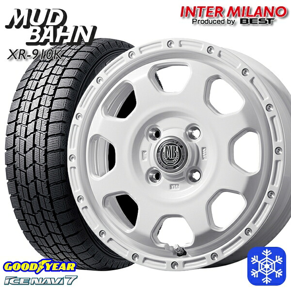 155/65R14 N-BOX タント 2024～2025年製 グッドイヤー アイスナビ7 NAVI7 インターミラノ マッドバーン XR-910K PWH/PP 14インチ 4.5J 4H100+45 スタッドレスタイヤホイール4本セット｜格安タイヤホイールジャストパーツ