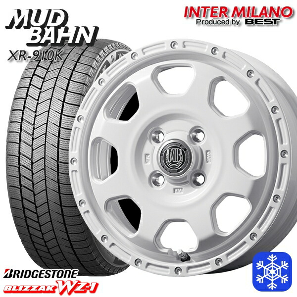 165/65R15 タフト ソリオ デリカD2 2025年製 ブリヂストン ブリザック WZ1 インターミラノ マッドバーン XR-910K PWH/PP 15インチ 4.5J 4H100+45 送料無料 冬タイヤホイール4本セット