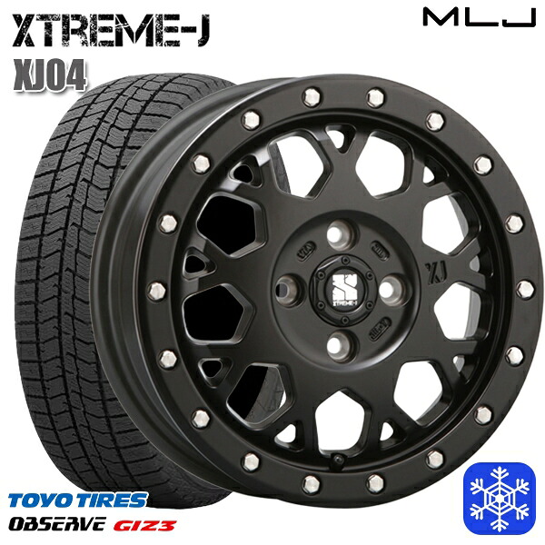 155/65R14 N-BOX タント 2024～2025年製 トーヨー オブザーブ ギズ3 MLJ エクストリームJ XJ04 サテンブラック 14インチ 4.5J 4H100 送料無料 冬タイヤホイール4本セット