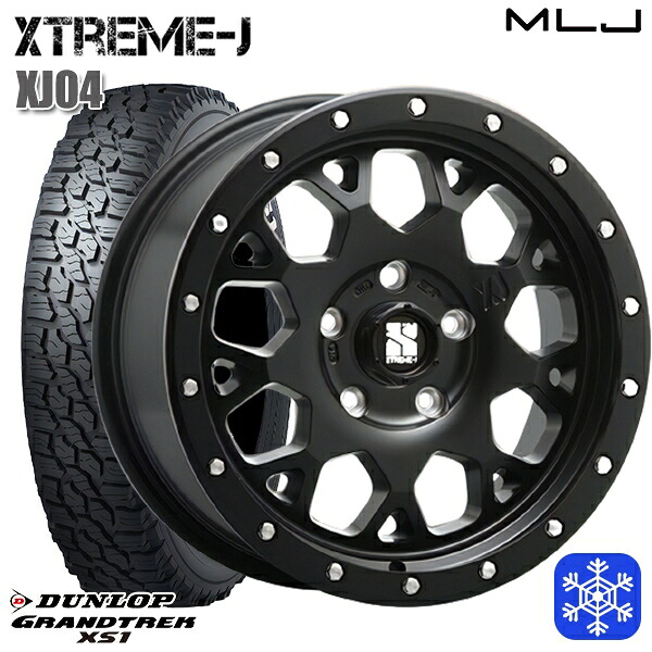 215/70R16 100Q デリカD5 2024～2025年製 ダンロップ グラントレック XS1 ホワイトレター MLJ エクストリームJ XJ04 サテンブラック 16インチ 7.0J 5H114.3 スタッドレスタイヤホイール4本セット｜格安タイヤホイールジャストパーツ