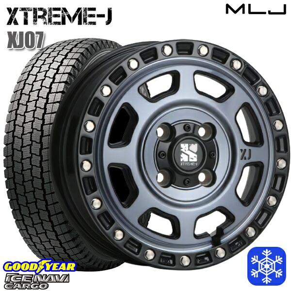 145R12 6PR （145/80R12） 2024～2025年製 グッドイヤー アイスナビカーゴ MLJ エクストリームJ XJ07 GB/マシンインディゴ 12インチ 4.0J 4H100 送料無料 冬タイヤホイール4本セット