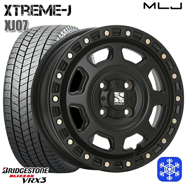 145/80R13 モコ タント ミラ ムーヴ 2024~2025年製 ブリヂストン ブリザック VRX3 MLJ エクストリームJ XJ07 サテンブラック 13インチ 4.0J 4H100 スタッドレスタイヤホイール4本セット|格安タイヤホイールジャストパーツ
