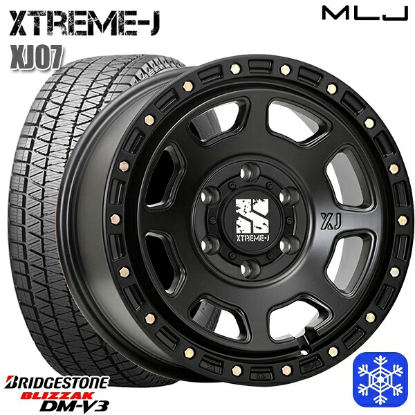 265/70R17 プラド ハイラックス 2024～2025年製 ブリヂストン ブリザック DMV3 MLJ エクストリームJ XJ07 サテンブラック 17インチ 8.0J 6H139.7 送料無料 冬タイヤホイール4本セット