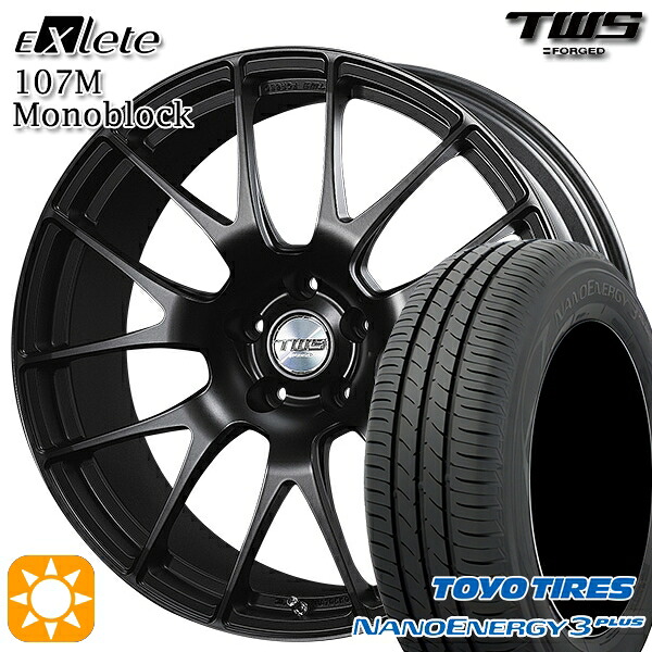【取付対象】BMW F45/F46 225/45R18 91W トーヨー ナノエナジー3プラス TWS EXlete 107M モノブロック フラットブラック 18インチ 7.5J 5H112 サマータイヤホイールセット