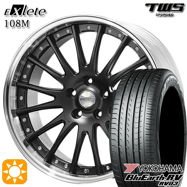【取付対象】アウディ A6/A7(F2) 245/45R19 102W XL ヨコハマ ブルーアース RV03 TWS EXlete 108M フラットブラック 19インチ 8.0J 5H112 サマータイヤホイールセット