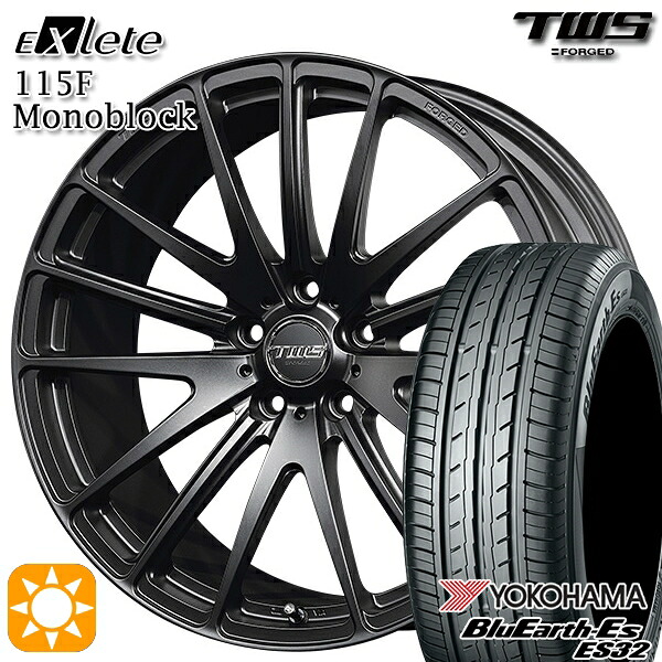 【取付対象】アウディ A3/S3 225/40R18 92W XL ヨコハマ ブルーアース ES32 TWS EXlete 115F モノブロック フラットブラック 18インチ 8.0J 5H112 サマータイヤホイールセット