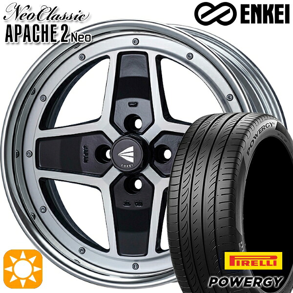 【取付対象】マツダ2 ノート 205/45R17 88W XL ピレリ パワジー ENKEI ネオクラシック アパッチ2 ネオ [Hi Disk] マシニングブラック 17インチ 7.0J 4H100 サマータイヤホイールセット ｜格安タイヤホイールジャストパーツ