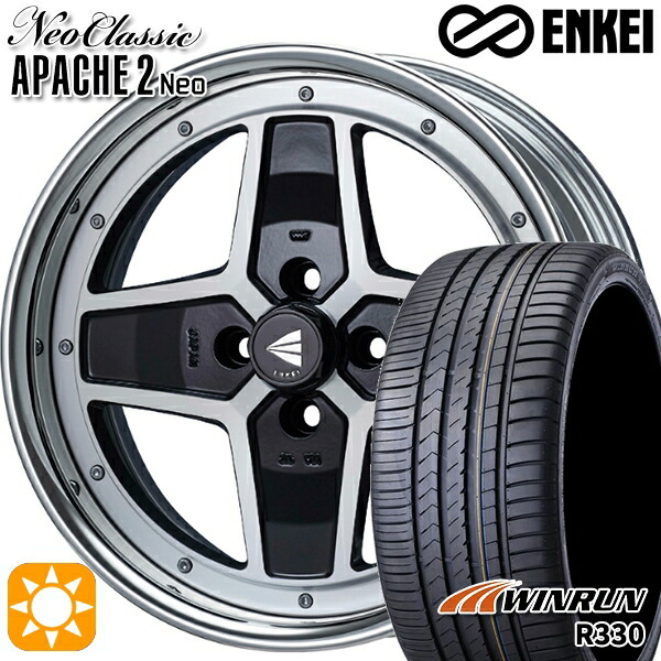 【取付対象】アクア ヤリス 195/45R17 85W XL ウィンラン R330 ENKEI ネオクラシック アパッチ2 ネオ [Hi Disk] マシニングブラック 17インチ 6.5J 4H100 サマータイヤホイールセット