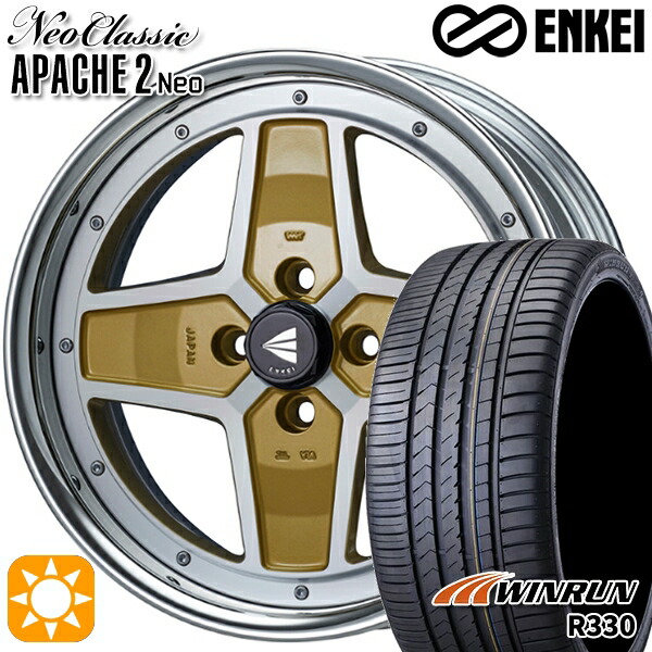 【取付対象】アクア ヤリス 195/45R17 85W XL ウィンラン R330 ENKEI ネオクラシック アパッチ2 ネオ [Hi Disk] マシニングゴールド 17インチ 6.5J 4H100 サマータイヤホイールセット