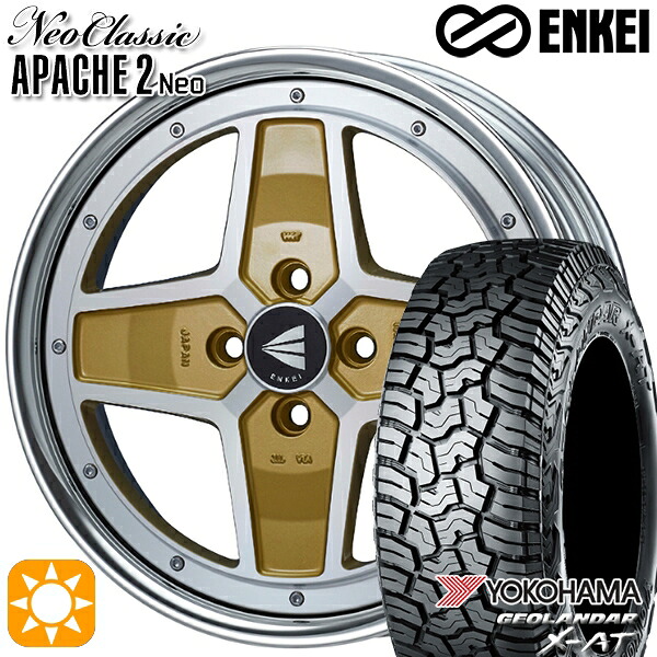 【取付対象】ライズ ロッキー LT215/70R16 100/97Q ヨコハマ ジオランダー X-AT G016 ENKEI ネオクラシック アパッチ2 ネオ [Lo Disk] マシニングゴールド 16インチ 6.0J 4H100 サマータイヤホイールセット