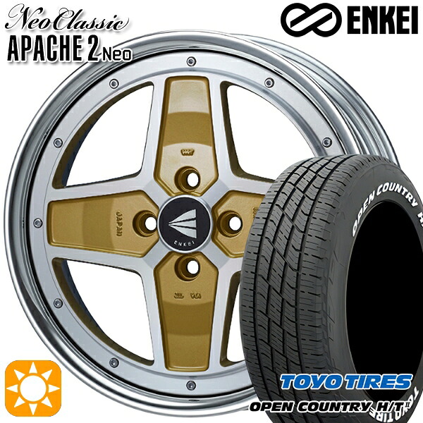 【取付対象】ライズ ロッキー 195/60R17 90H トーヨー オープンカントリー H/T2 WL ENKEI ネオクラシック アパッチ2 ネオ [Lo Disk] マシニングゴールド 17インチ 6.5J 4H100 サマータイヤホイールセット ｜格安タイヤホイールジャストパーツ
