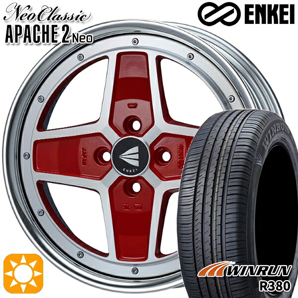 【取付対象】ライズ ロッキー 205/60R16 92H ウィンラン R380 ENKEI ネオクラシック アパッチ2 ネオ [Lo Disk] マシニングレッド 16インチ 6.0J 4H100 サマータイヤホイールセット