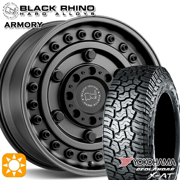 【取付対象】JEEPラングラー 265/70R17 121/118Q ヨコハマ ジオランダー X-AT G016 ブラックライノ ARMORY アーモリー GUNBLACK 17インチ 8.0J 5H127 サマータイヤホイールセット