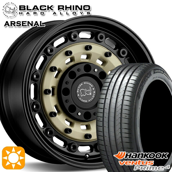 【取付対象】225/65R17 102H ハンコック veNtus PRime4 K135A ブラックライノ ARSENAL アーセナル SAND ON BLACK 17インチ 8.0J 5H114.3 サマータイヤホイールセット